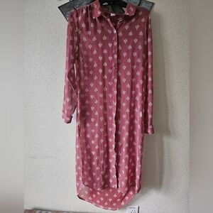 Bongo Elegant Pink Patterned Shirt Tinic Dress Size Large